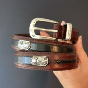 Onyx by Brighton leather belt 38 inch waist metal golf conch designs